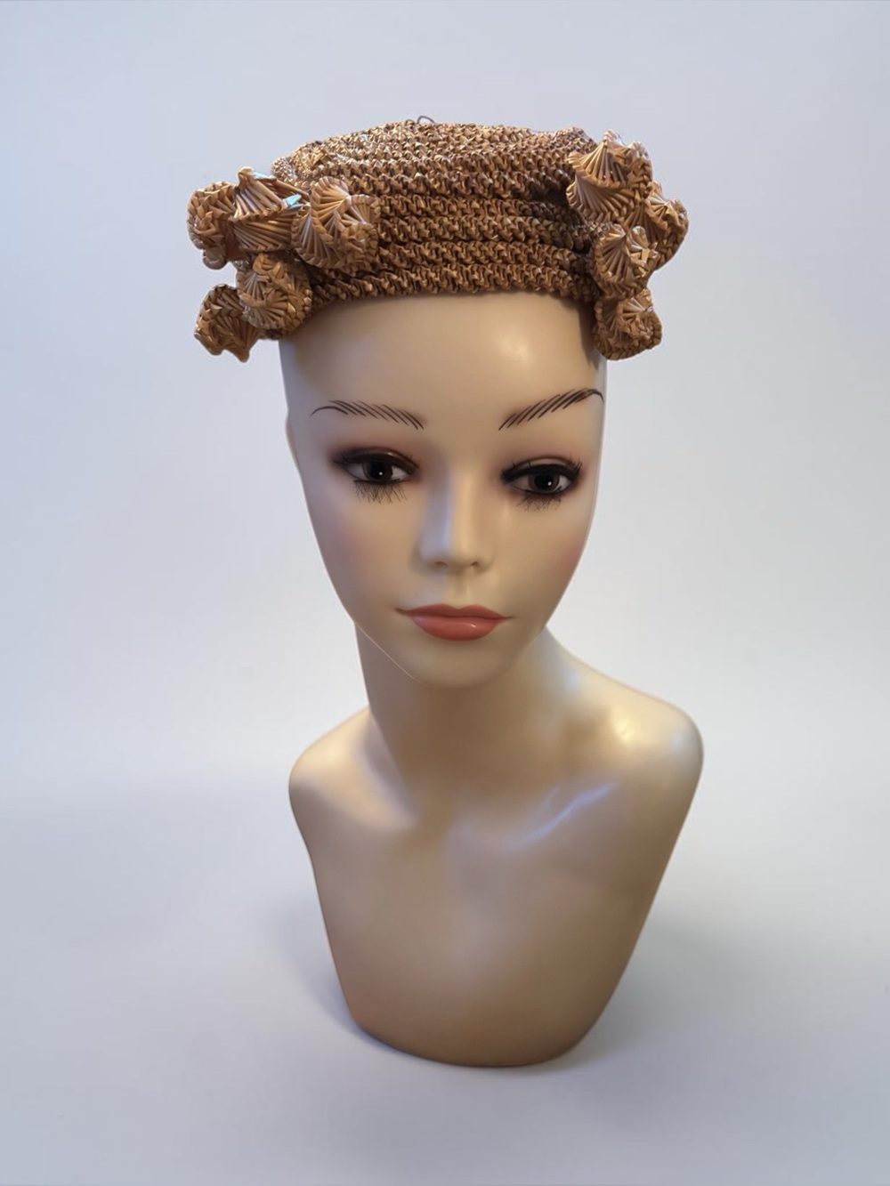 Vintage 1930s Raffia Straw Hat: Scalloped Brim Detail, Miss Alice Label